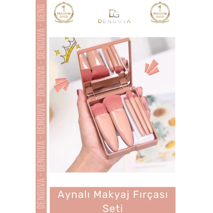 #FırçaSeti Profesyonel Kompakt Şık Tasarım Fiber Kıllı Kaliteli Çantalı Aynalı Makyaj Fırçası Seti