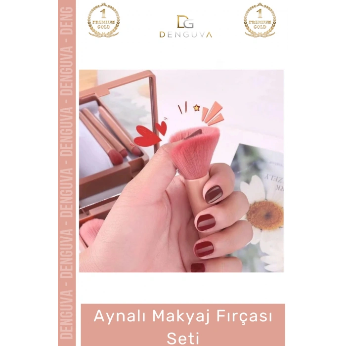 #FırçaSeti Profesyonel Kompakt Şık Tasarım Fiber Kıllı Kaliteli Çantalı Aynalı Makyaj Fırçası Seti