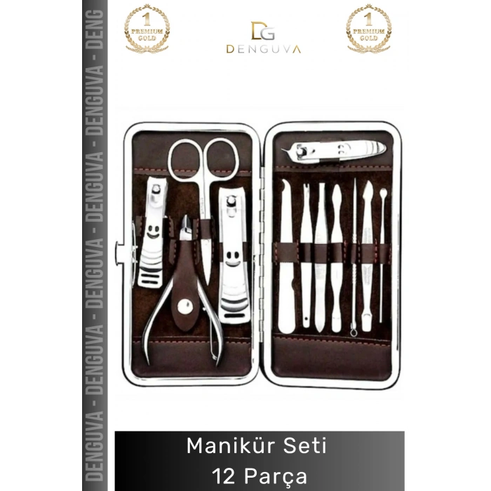 #ManikürSeti Profesyonel Paslanmaz Çelik Deri Çantalı Tırnak Bakım Hijyen Manikür Seti 12 Parça