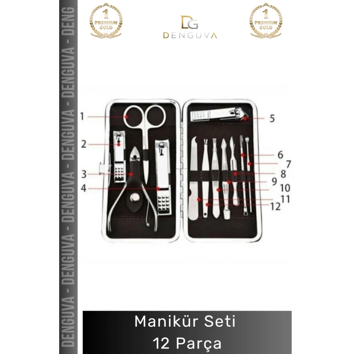 #ManikürSeti Profesyonel Paslanmaz Çelik Deri Çantalı Tırnak Bakım Hijyen Manikür Seti 12 Parça
