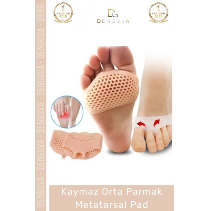 #ParmakPadi Ergonomik Hava Kanallı Kaymaz Topuklu Ayakkabı Ten Rengi Jel Orta Parmak Metatarsal Pad
