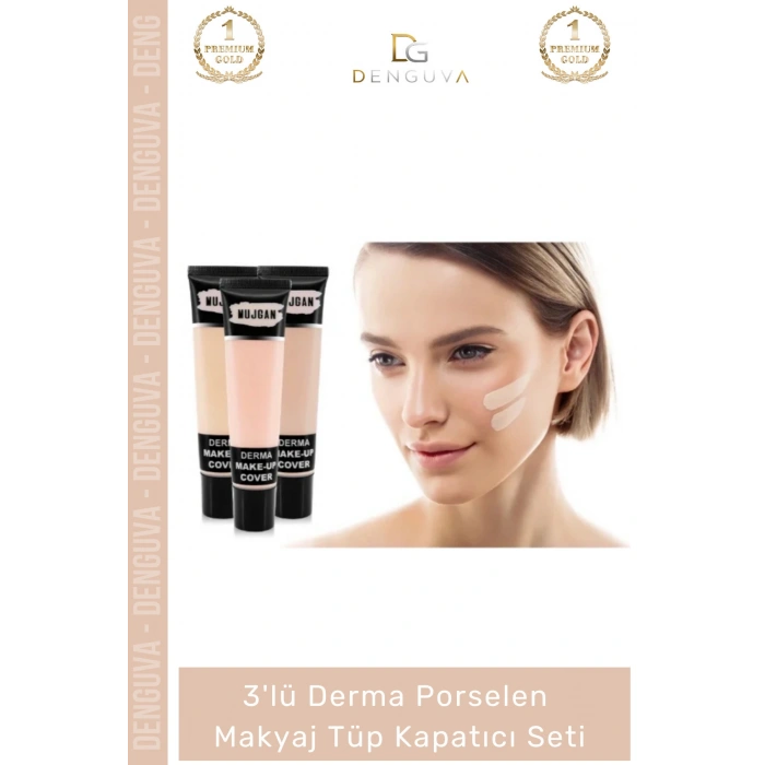 #KapatıcıSet Profesyonel Derma Porselen 3lü Aydınlatıcı Kontur Kapatıcı Makyaj Tüp Kapatıcı Seti