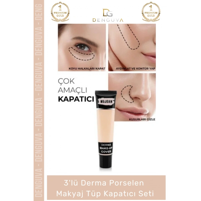 #KapatıcıSet Profesyonel Derma Porselen 3lü Aydınlatıcı Kontur Kapatıcı Makyaj Tüp Kapatıcı Seti