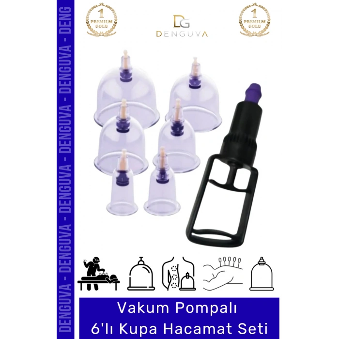 #HacamatSeti Profesyonel Vakumlu Pompalı Sağlık Detoks Dayanıklı Hijyenik Hacamax 6 Adet Kupa Seti