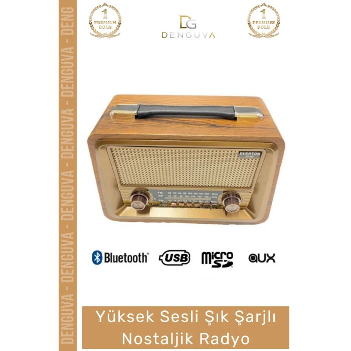 #Radyo Bluetooth USB SD AUX FM 5 Band Retro Büyük Boy Şarjlı Radyo Nostaljik Müzik Kutusu