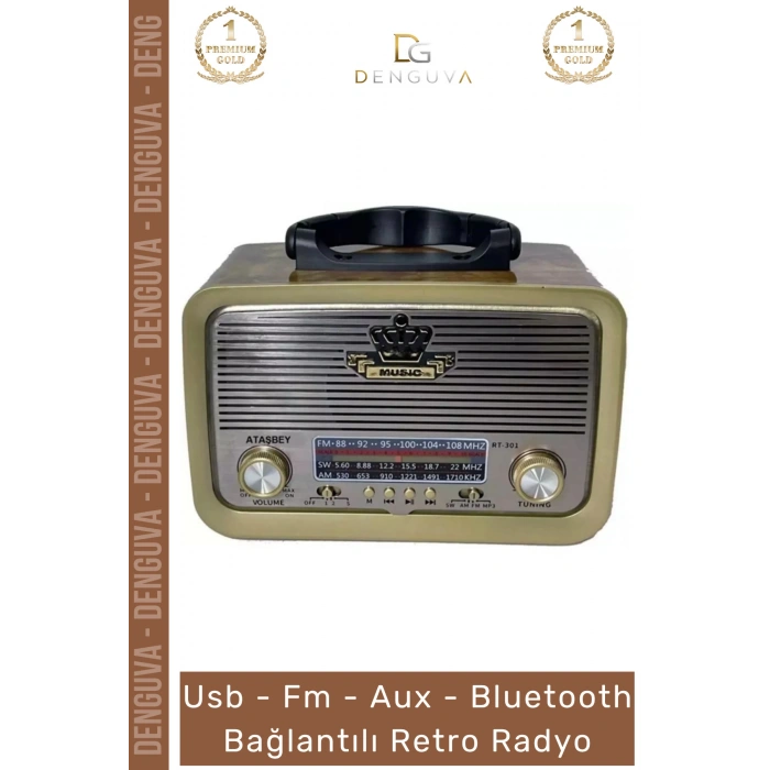 #Radyo Bluetooth Hoparlör MP3 Çalar USB SD Kart Girişli Şarjlı Retro Sd Dekoratif Nostaljik Radyo