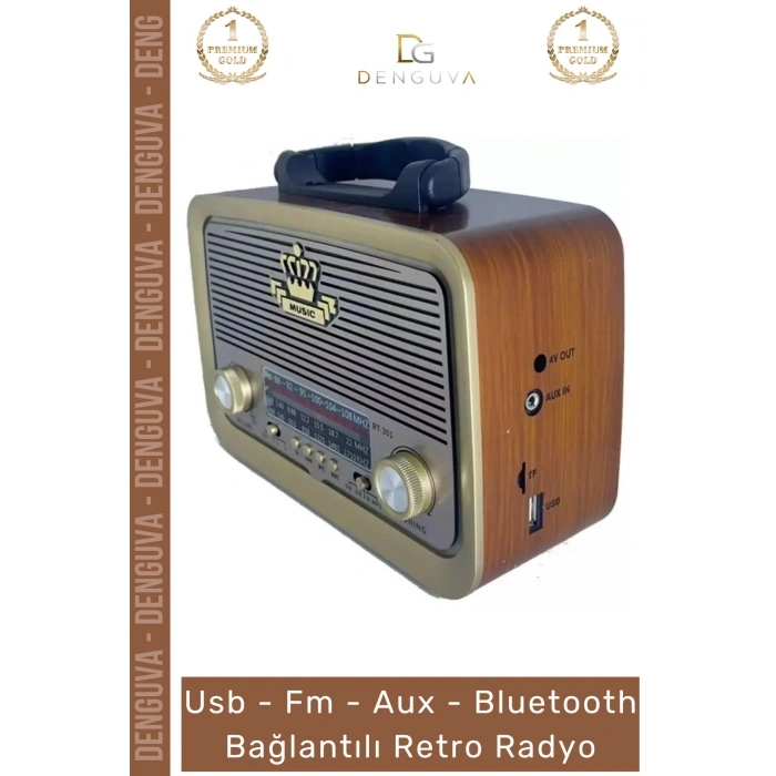 #Radyo Bluetooth Hoparlör MP3 Çalar USB SD Kart Girişli Şarjlı Retro Sd Dekoratif Nostaljik Radyo