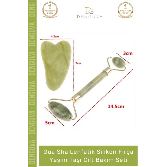 #YeşimTaşı Doğal Roller Gua Sha Yüz Masaj Aleti Sıkılaştırıcı Parlatıcı Yeşim Taşı Cilt Bakım Seti