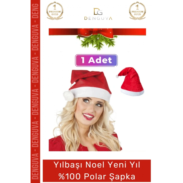 #Şapka Kırmızı Yılbaşı Kostüm Aksesuarı Çocuk Yetişkin Şık Noel Baba 100 Polar Şapka 1 Adet