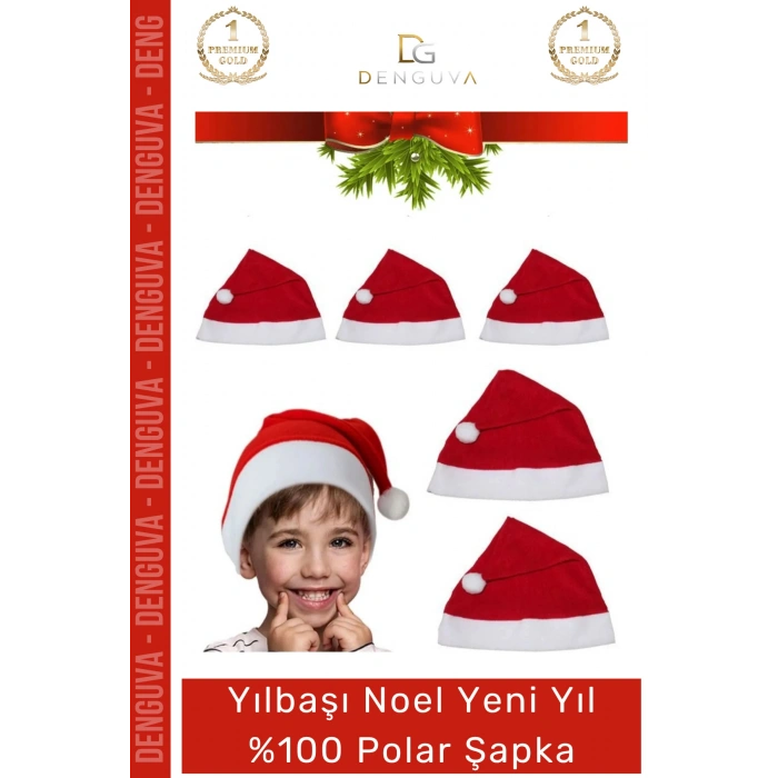 #Şapka Kırmızı Yılbaşı Kostüm Aksesuarı Çocuk Yetişkin Şık Noel Baba 100 Polar Şapka 1 Adet