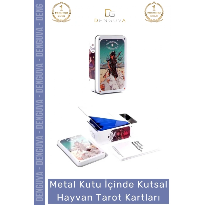 #Tarot Beyaz Numen Tarot Teneke Metal Kutu Kutsal Hayvan PDF Kılavuzu Divination Kader 78 Adet