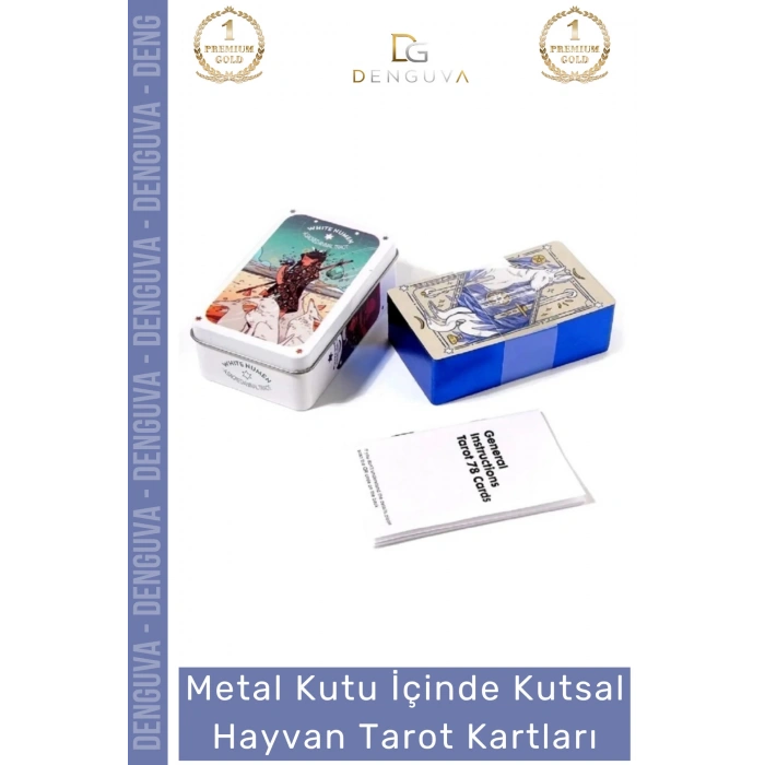 #Tarot Beyaz Numen Tarot Teneke Metal Kutu Kutsal Hayvan PDF Kılavuzu Divination Kader 78 Adet
