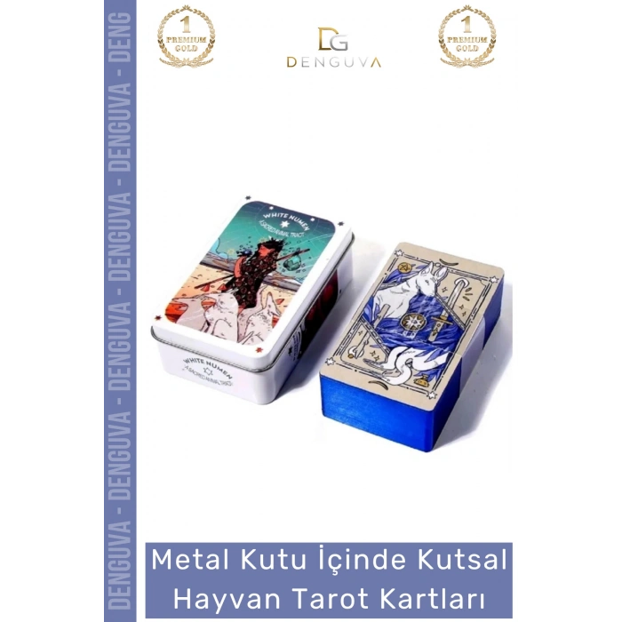 #Tarot Beyaz Numen Tarot Teneke Metal Kutu Kutsal Hayvan PDF Kılavuzu Divination Kader 78 Adet