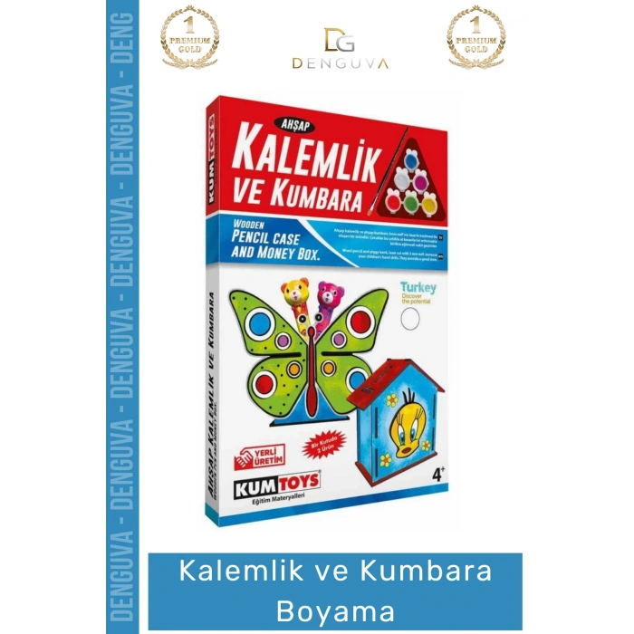 #Kalemlik Eğitici Boyanabilir Kendin Yap Lazer Kesim MDF Hobi Hediye Ahşap Kalemlik Kumbara 2li Seti