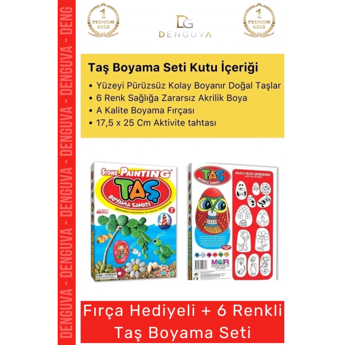 #Boyama 3 Yaş Üstü Zeka Geliştirici Eğitici 6 Renk Akrilik Boya Fırçalı Taş Boyama Aktivite Seti