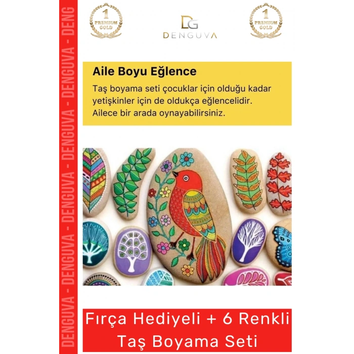 #Boyama 3 Yaş Üstü Zeka Geliştirici Eğitici 6 Renk Akrilik Boya Fırçalı Taş Boyama Aktivite Seti