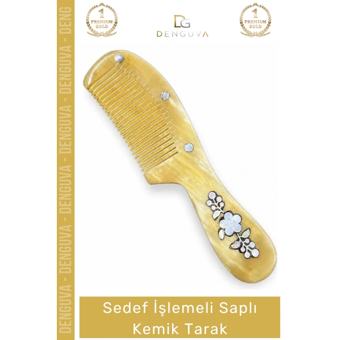 #KemikTarak Antistatik Doğal Profesyonel Saç Bakım Tasarım Şık İşlemeli Saplı Kemik Tarak