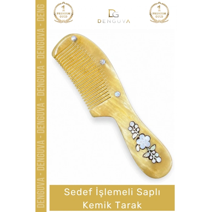 #KemikTarak Antistatik Doğal Profesyonel Saç Bakım Tasarım Şık İşlemeli Saplı Kemik Tarak