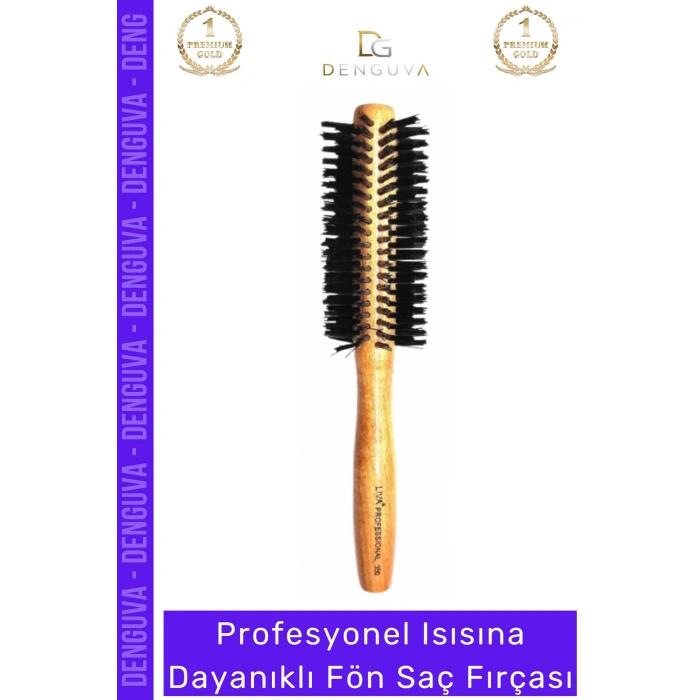 #SaçFırçası Isıya Dayanıklı Yanmaz Profesyonel Ahşap Saplı Hacim Veren Kuaför Tipi Fön Saç Fırçası