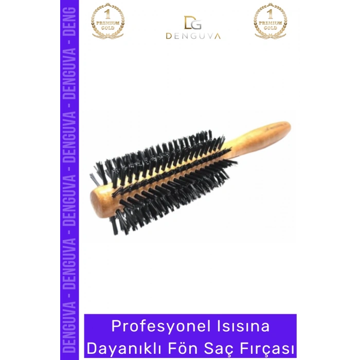 #SaçFırçası Isıya Dayanıklı Yanmaz Profesyonel Ahşap Saplı Hacim Veren Kuaför Tipi Fön Saç Fırçası