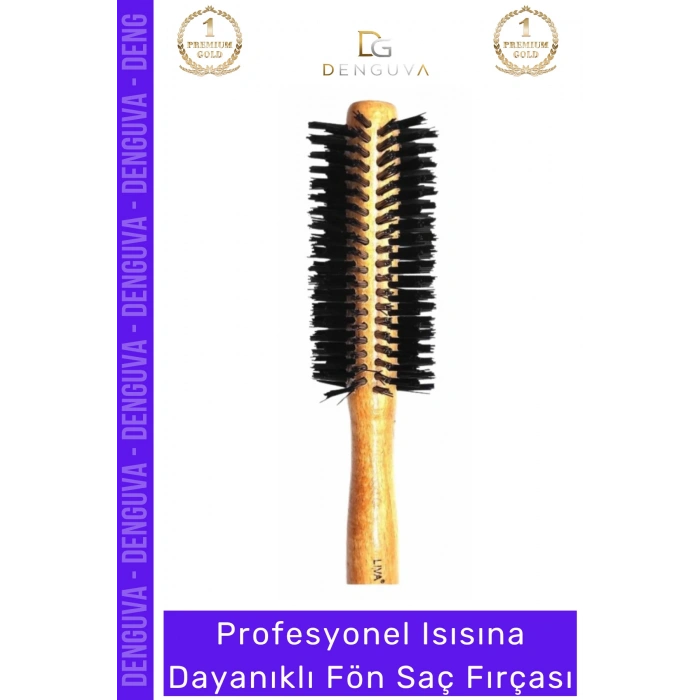 #SaçFırçası Isıya Dayanıklı Yanmaz Profesyonel Ahşap Saplı Hacim Veren Kuaför Tipi Fön Saç Fırçası