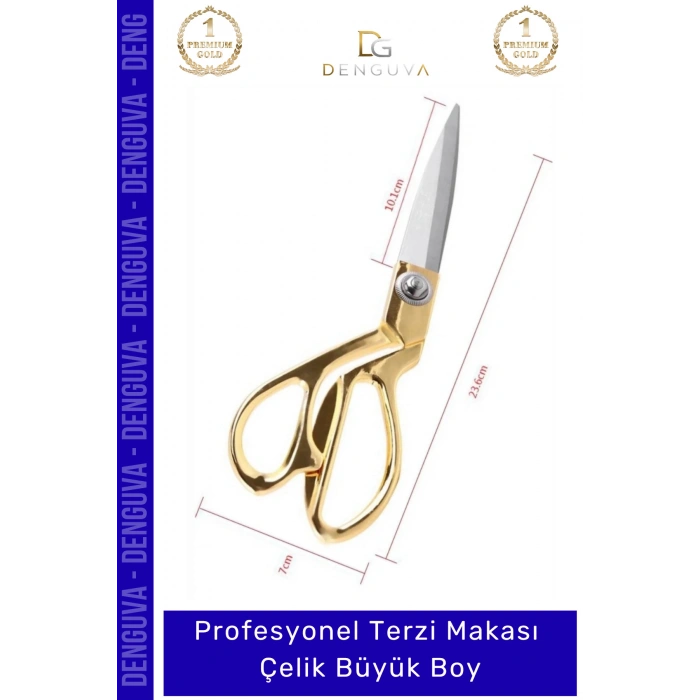 #TerziMakası Profesyonel Tekstil Paslanmaz Keskin Ergonomik Altın Sarısı Terzi Makası Çelik Büyük Boy