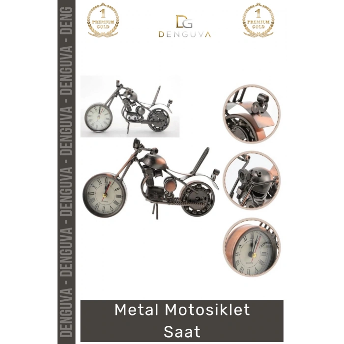 #Saat Dekoratif Vintage Hediyelik Nostaljik Ofis Masası Motorcu Şık Metal Masa Motosiklet Saat