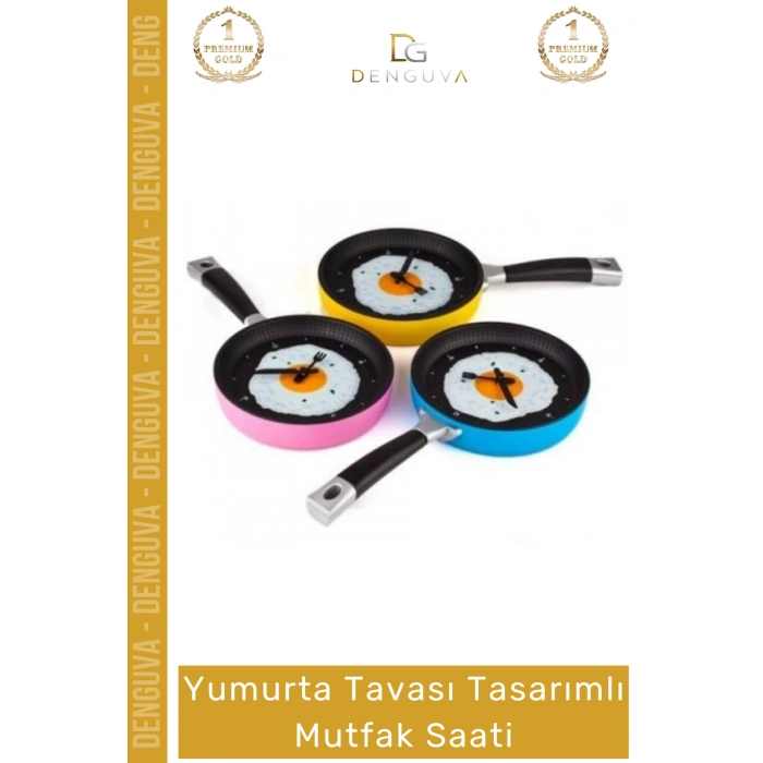 #Saat Dekoratif Tasarım Modern Teflon Görünümlü Şık Hediye Duvar Yumurta Tavası Mutfak Saati