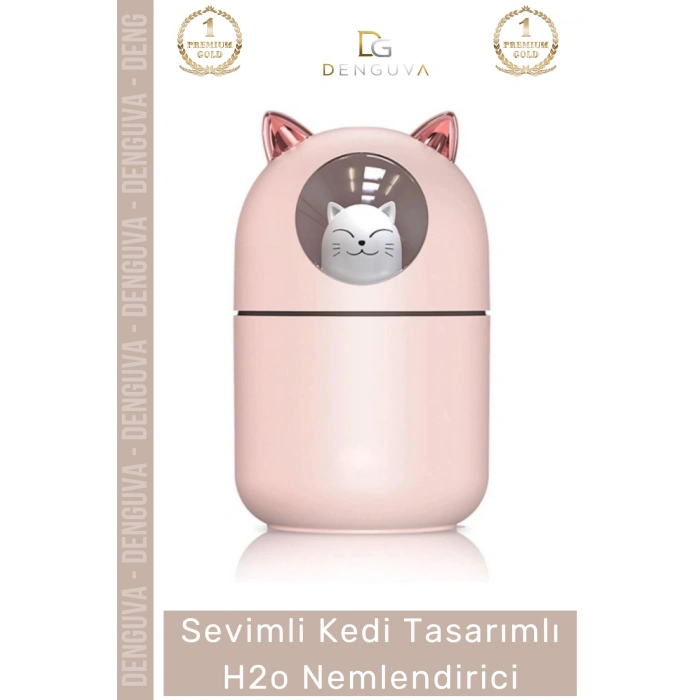#Nemlendirici Sevimli Kedi USB Sessiz Işıklı Kompakt Masaüstü Ultrasonik Tasarımlı H2o Hava Nemlendirici