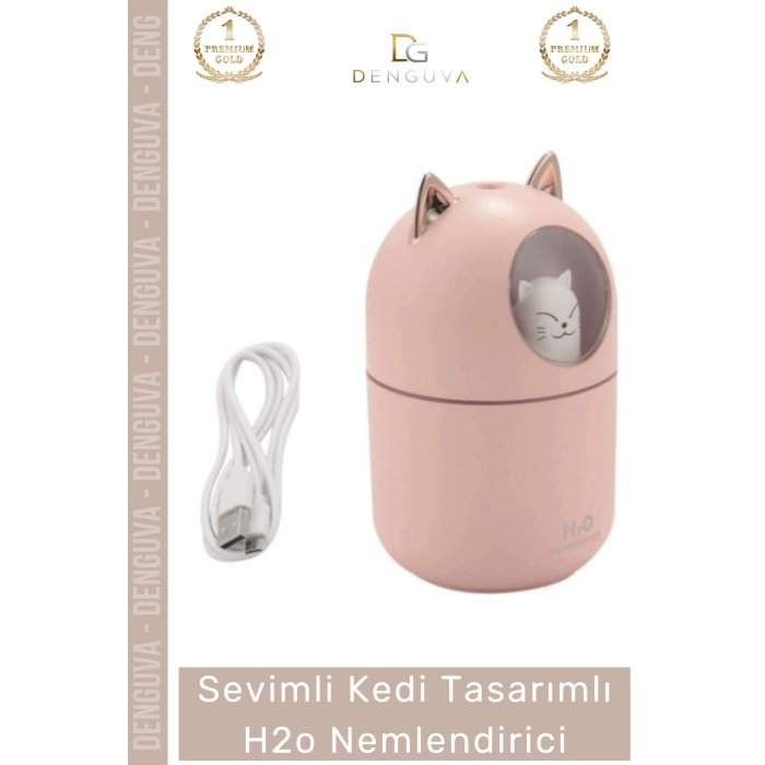 #Nemlendirici Sevimli Kedi USB Sessiz Işıklı Kompakt Masaüstü Ultrasonik Tasarımlı H2o Hava Nemlendirici