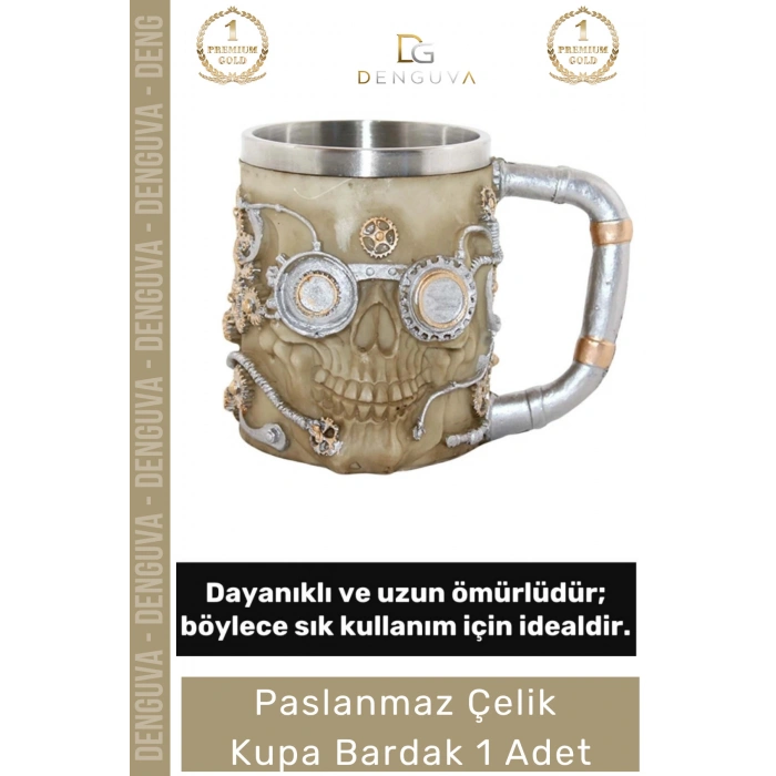 #ÇelikKupa Paslanmaz Tasarım Şık Dekoratif Hediyelik Kaliteli 225 ml Çelik Kupa Bardak 11*14 Cm