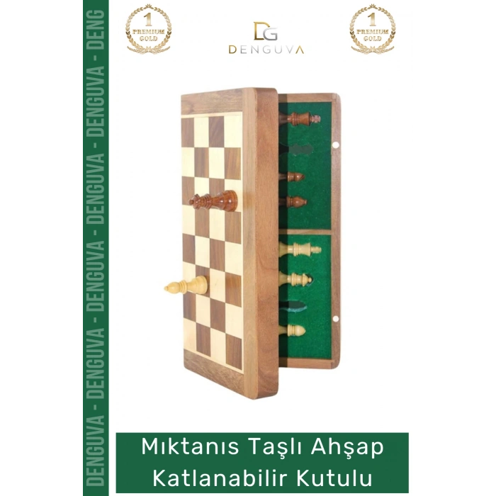 #Satranç Mıknatıslı Ahşap Katlanabilir Dekoratif Strateji Zeka Hediyesi Kutulu Satranç Oyunu 35 Cm