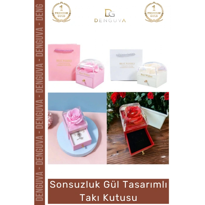 #TakıKutusu Çekmeceli Sonsuzluk Hediye Çantalı Best Wishes Modern Yüzük Gül Tasarımlı Takı Kutusu