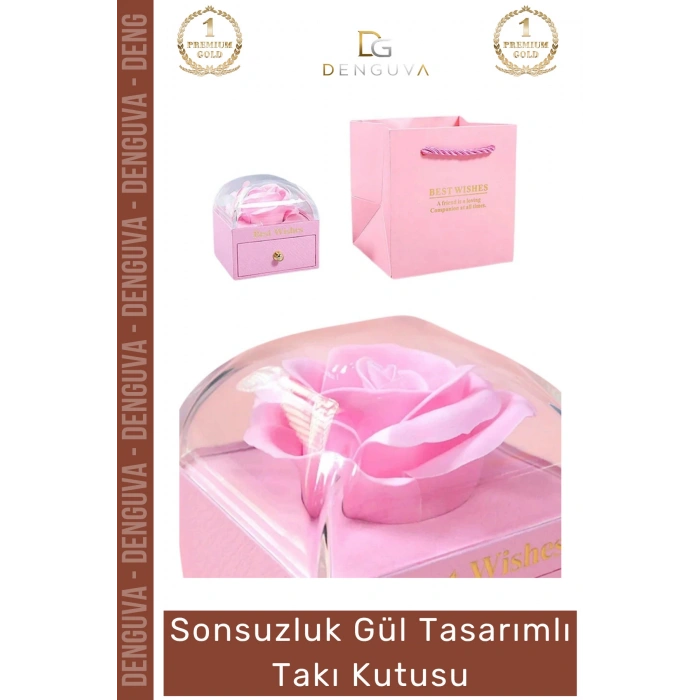 #TakıKutusu Çekmeceli Sonsuzluk Hediye Çantalı Best Wishes Modern Yüzük Gül Tasarımlı Takı Kutusu
