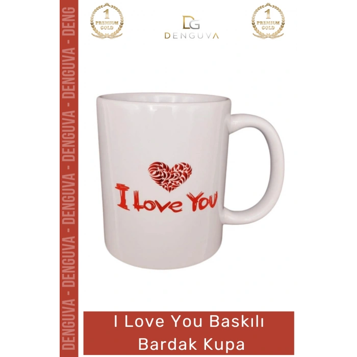 #Bardak Porselen Sevgililer Günü Hediyelik Toptan Şık Tasarım I Love You Baskılı Bardak Kupa