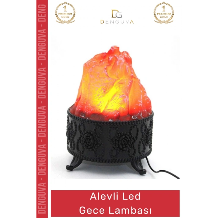 #Lamba Pilli Priz Fişli 20x35 cm Klasik Şık İç Mekan Aydınlatma Dekoratif Alevli Led Lamba