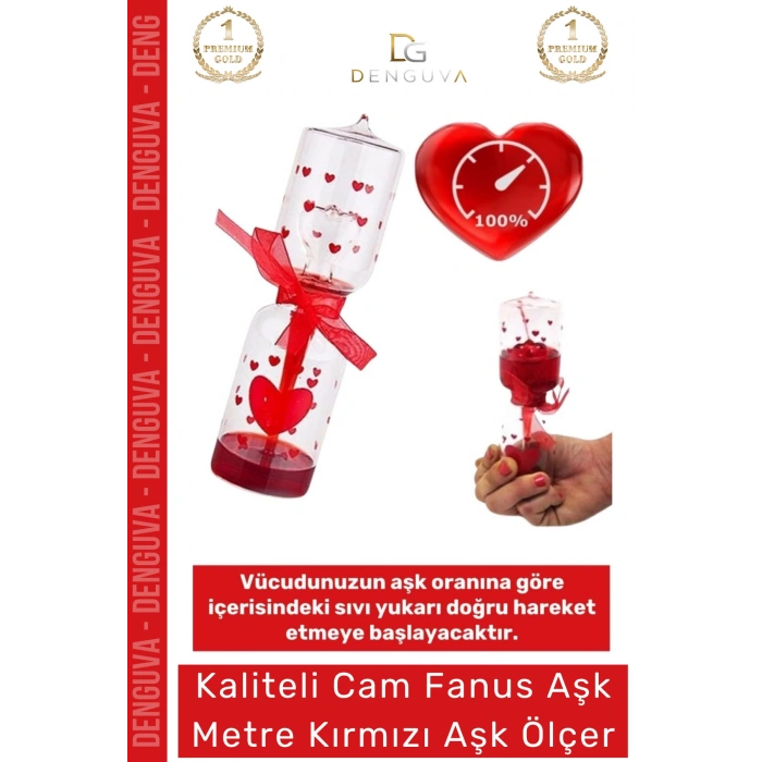 #AşkÖlçer Sihirli Cam Fanus Enerji Ölçer Hediyelik Romantik Sevgiliye Aşk Metre Kırmızı Aşkölçer