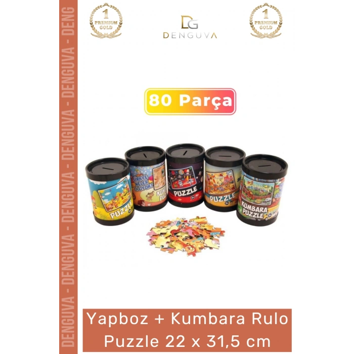 #Puzzle Eğitici 80 Parça Yapboz Çocuk Gelişim Seti Zeka Oyunu Kumbara Rulo Puzzle 22 x 31,5 cm