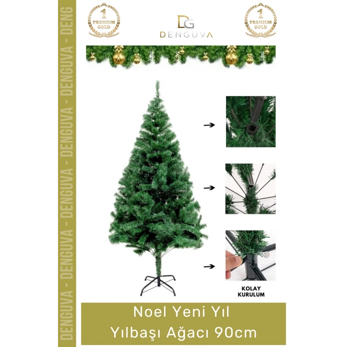 #YılbaşıAğacı Yılbaşı Çam Ağacı Sık Yapraklı Kaliteli Dekoratif Yeşil Ayaklı Yeni Yıl Noel Paket 90 Cm