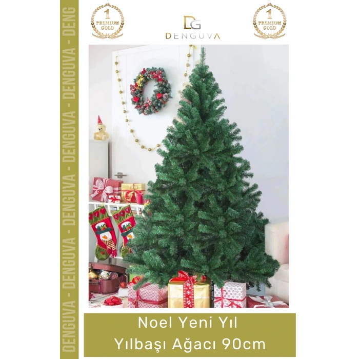 #YılbaşıAğacı Yılbaşı Çam Ağacı Sık Yapraklı Kaliteli Dekoratif Yeşil Ayaklı Yeni Yıl Noel Paket 90 Cm