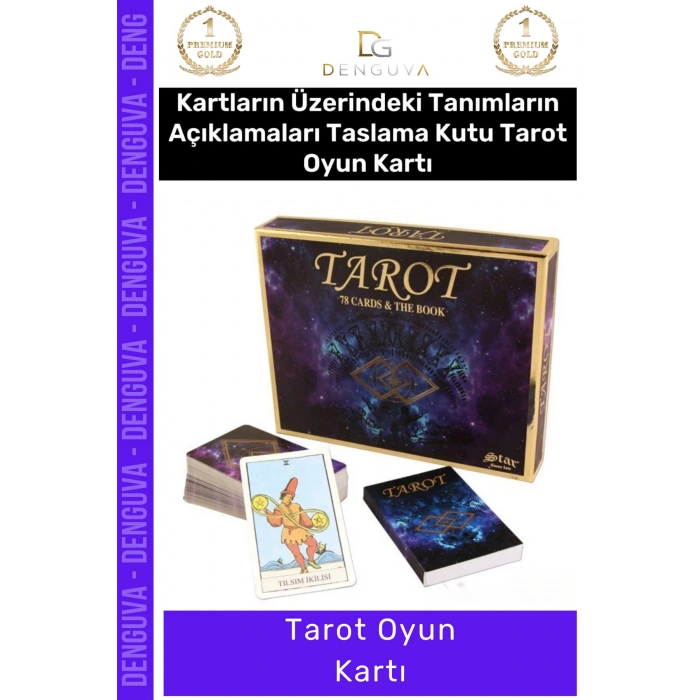 #TarotKartı Lüks Seri 78 Adet Kartlı Türkçe Rehberli Kaliteli Baskı Taslama Kutu Tarot Oyun Kartı