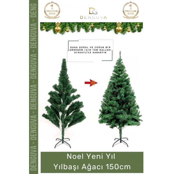 #YılbaşıAğacı Kaliteli Dekoratif Lüks Yılbaşı Çam Ağacı Sık Yapraklı Yeşil Noel Paket 150 Cm 240 Dal