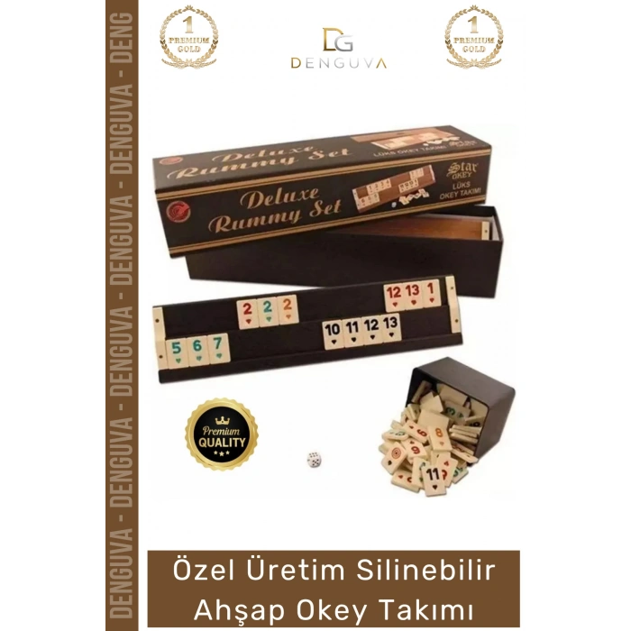 #OkeyTakımı Kir Tutmayan Çizilmeye Dayanıklı Gold Ahşap Lüks Ev Kafe Okey Takımı