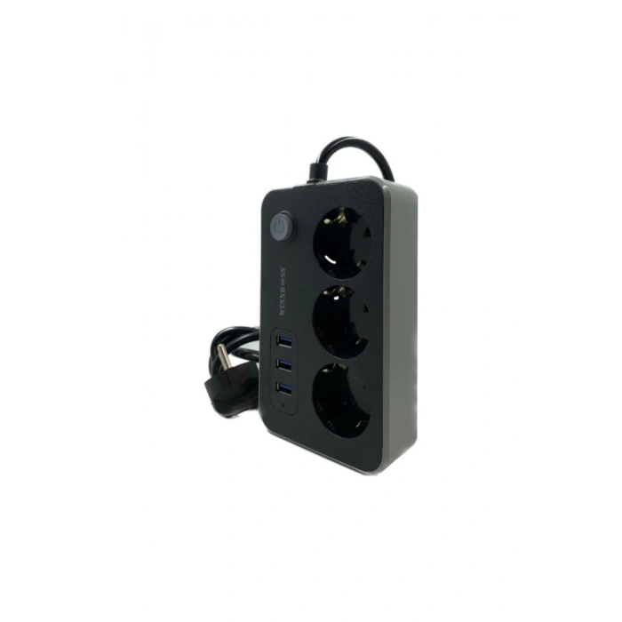 Akım Korumalı 3 Prizli 3 USB Girişli Uzatma Kablosu