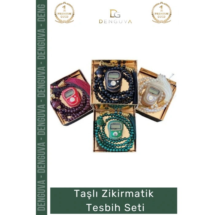 #Zikirmatik Taşlı Zikirmatik LCD Ekranlı Hafızalı Hac Umre Mevlüt Kutulu 99lu İnci Tesbih Set