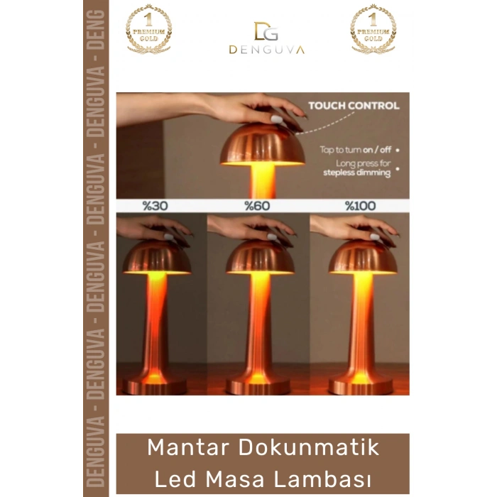#Lamba Mantar Şarjlı Dimlenebilir Modern Tasarım Ofis Gece Okuma Dokunmatik LED Masa Lambası
