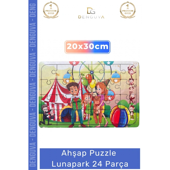 #Puzzle Eğitici Zeka Geliştirici Çocuk Oyuncak Seti Dayanıklı Ahşap Puzzle Lunapark 24 Parça