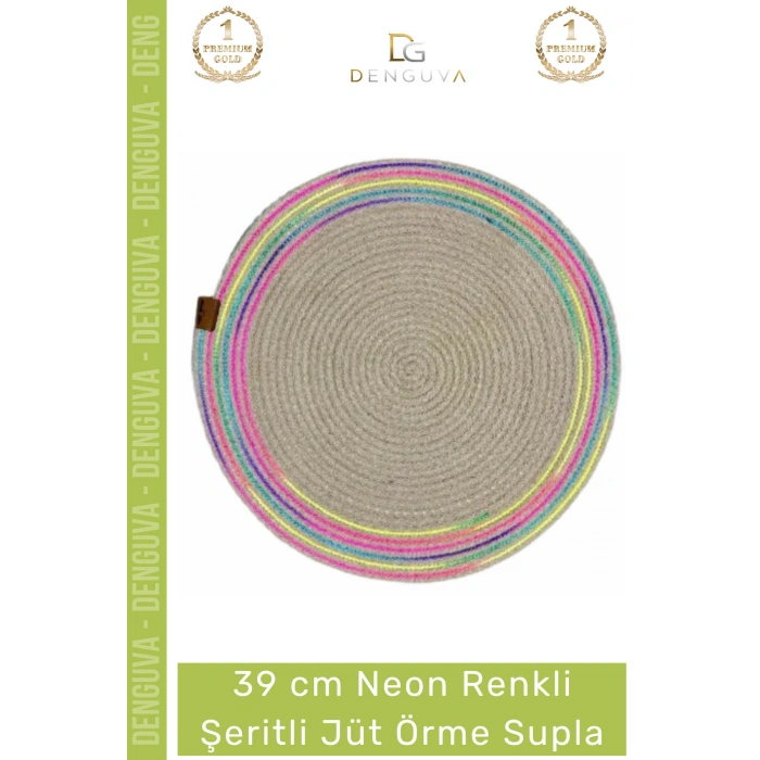 #Supla El Yapımı Modern Neon Amerikan Servis 39 cm Kaliteli Sunum Şık Şeritli Jüt Örme Supla