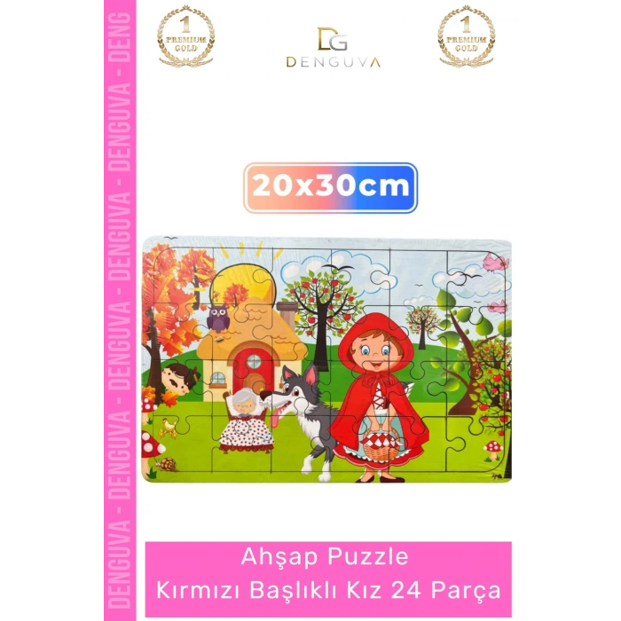 #Puzzle Eğitici Zeka Geliştirici Kaliteli Yerli Ahşap Puzzle Kırmızı Başlıklı Kız 24 Parça