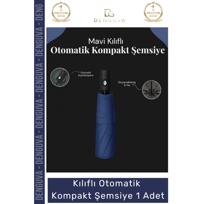 #Şemsiye Kılıflı Otomatik Su Geçirmez Dayanıklı Rüzgar Dirençli Ergonomik Kompakt Yağmur Şemsiye